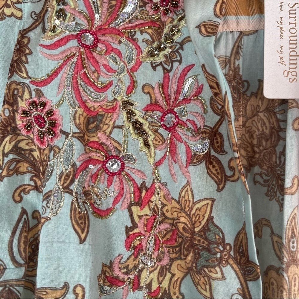 NWT Soft Surroundings Descansa Tunic Mixed Print Embroidered Size Large - Picture 6 of 14